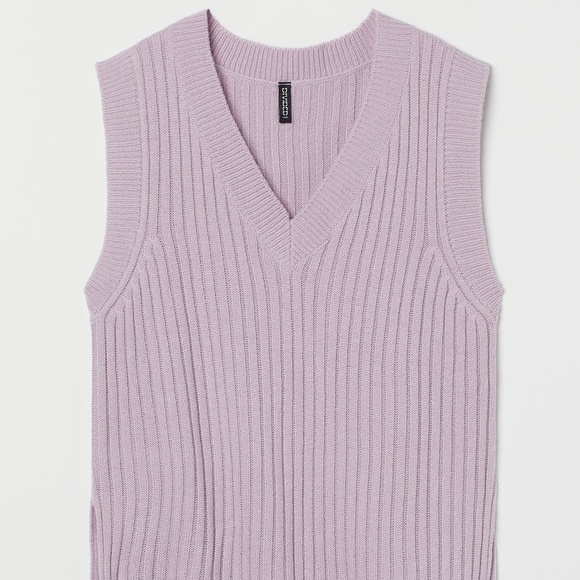 H&M light purple V-neck ribbed sweater vest NWOT - Picture 10 of 10